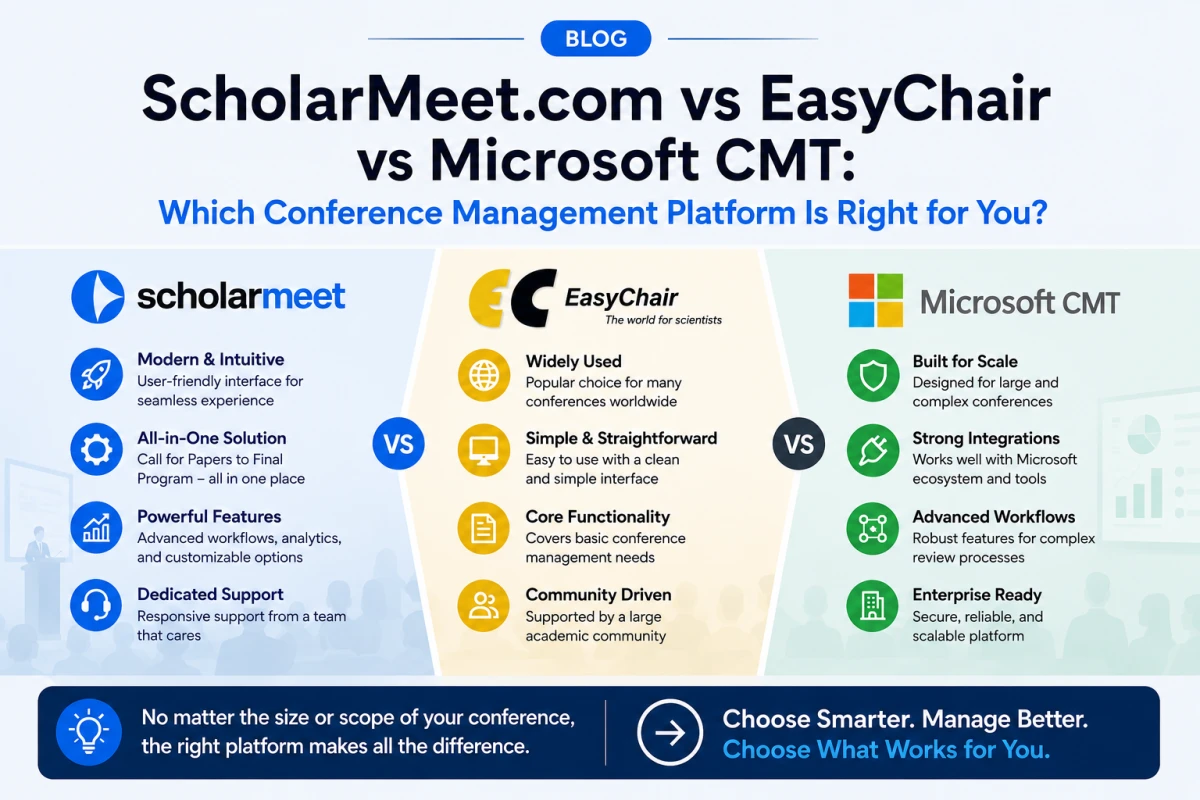 ScholarMeet.com vs EasyChair vs Microsoft CMT: Which Conference Management Platform Is Right for You?