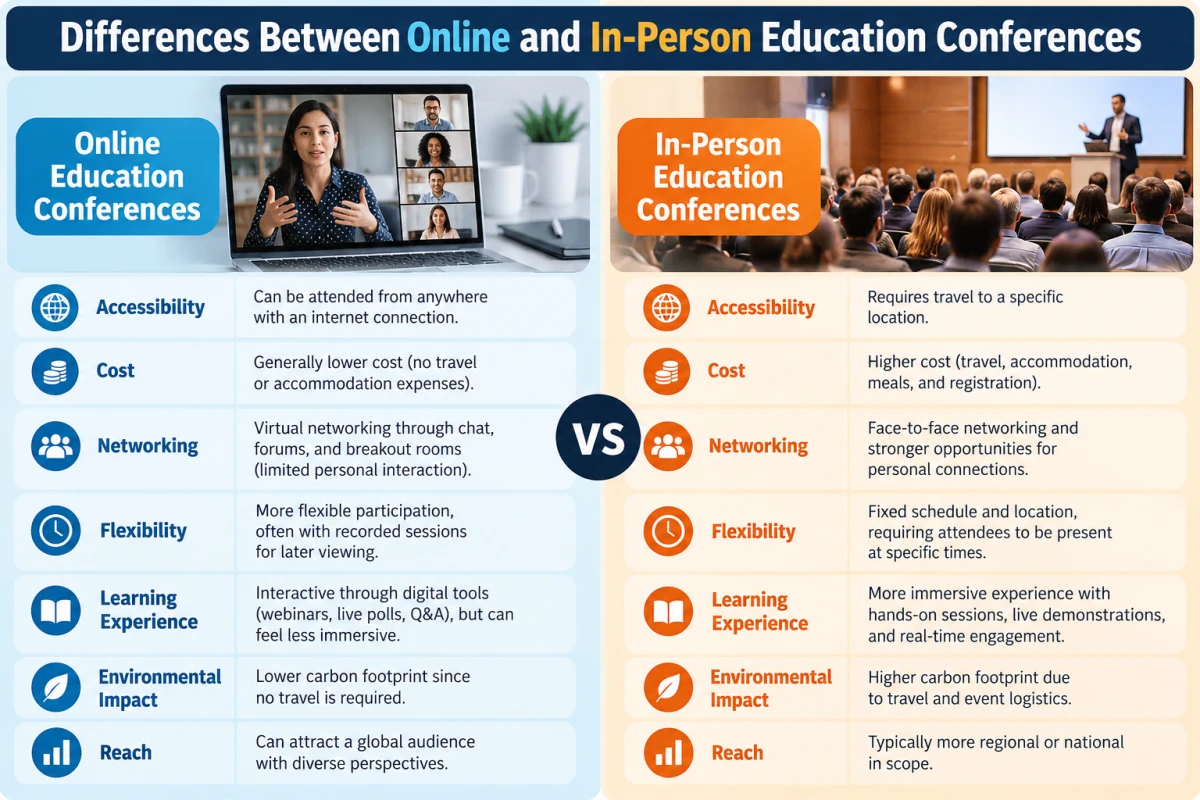 Differences Between Online and In-Person Education Conferences