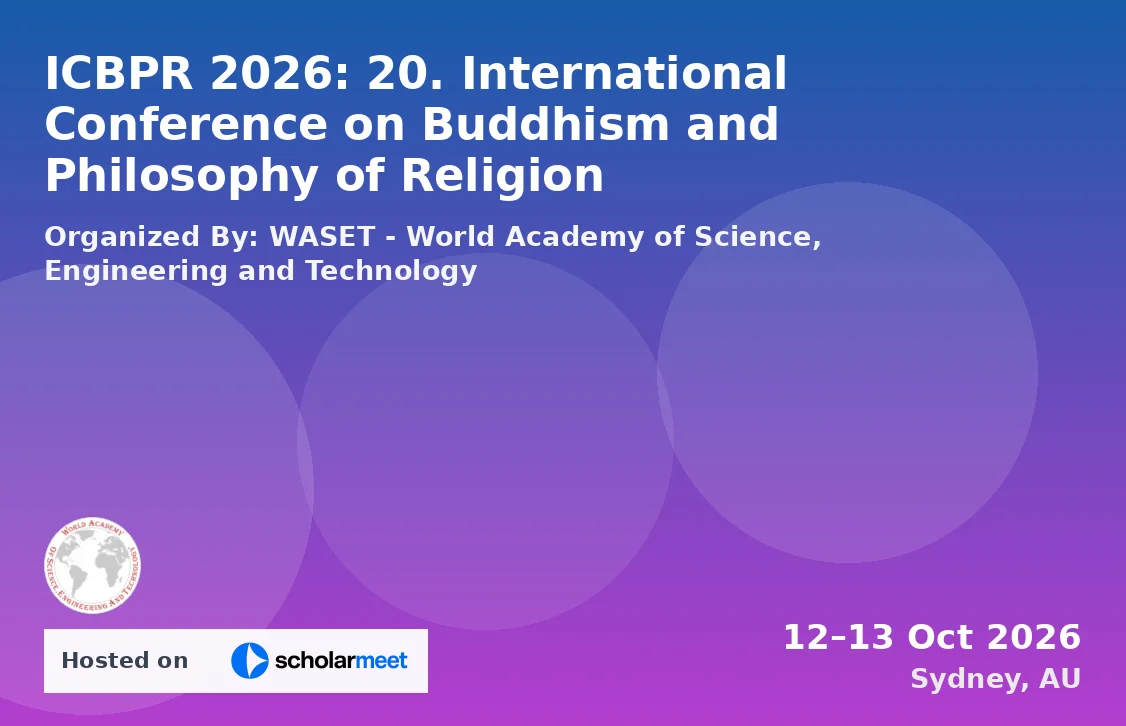 ICBPR 2026: 20. International Conference on Buddhism and Philosophy of Religion