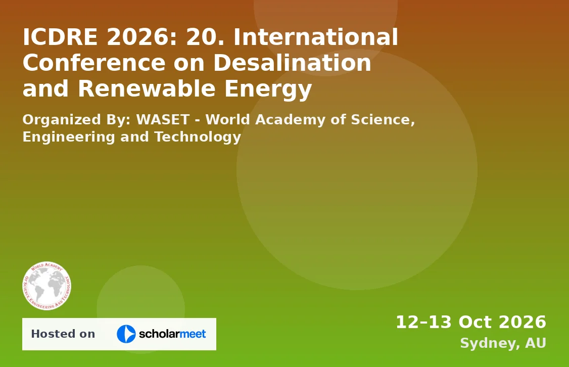 ICDRE 2026: 20. International Conference on Desalination and Renewable Energy