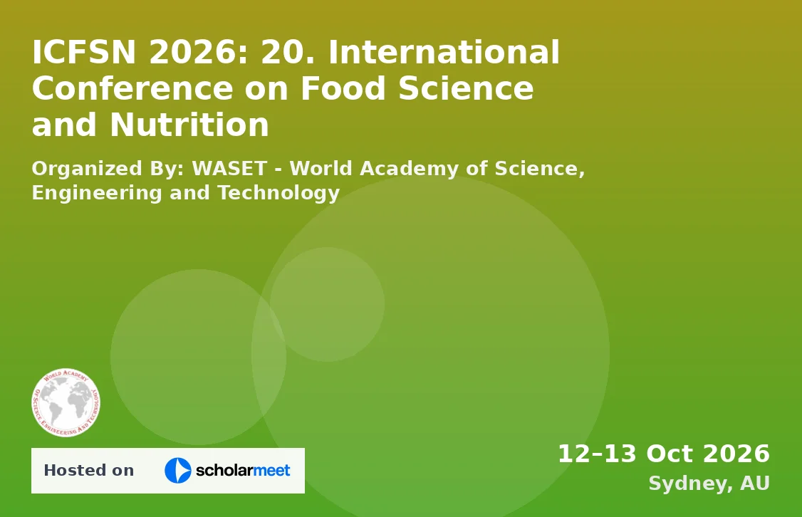 ICFSN 2026: 20. International Conference on Food Science and Nutrition