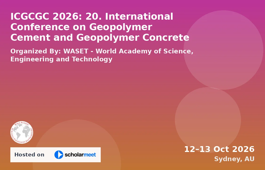 ICGCGC 2026: 20. International Conference on Geopolymer Cement and Geopolymer Concrete