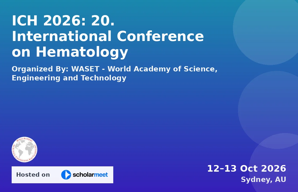 ICH 2026: 20. International Conference on Hematology