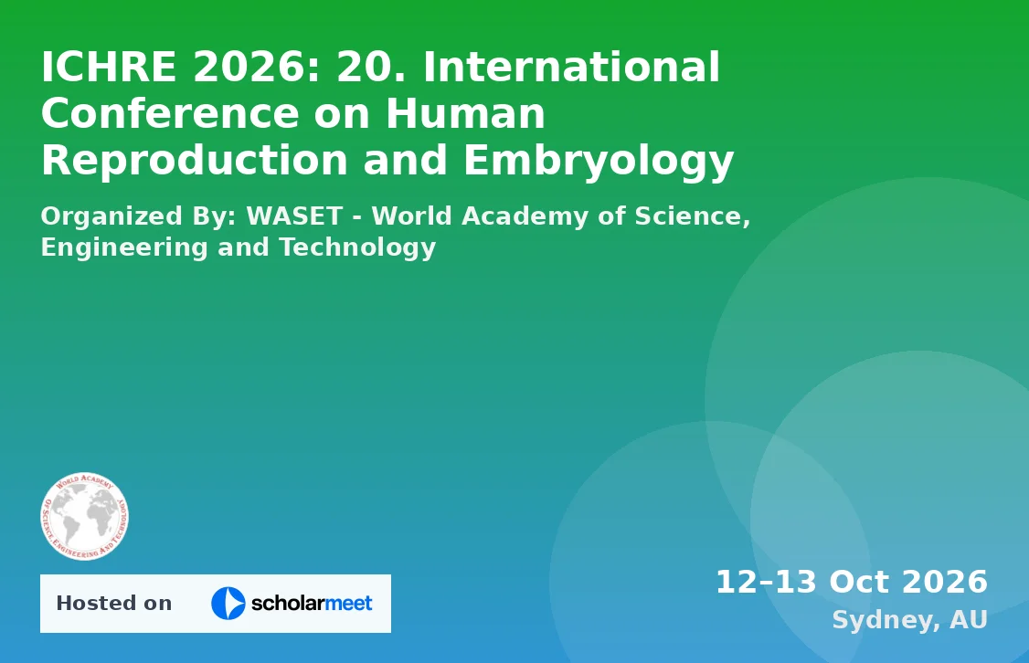 ICHRE 2026: 20. International Conference on Human Reproduction and Embryology