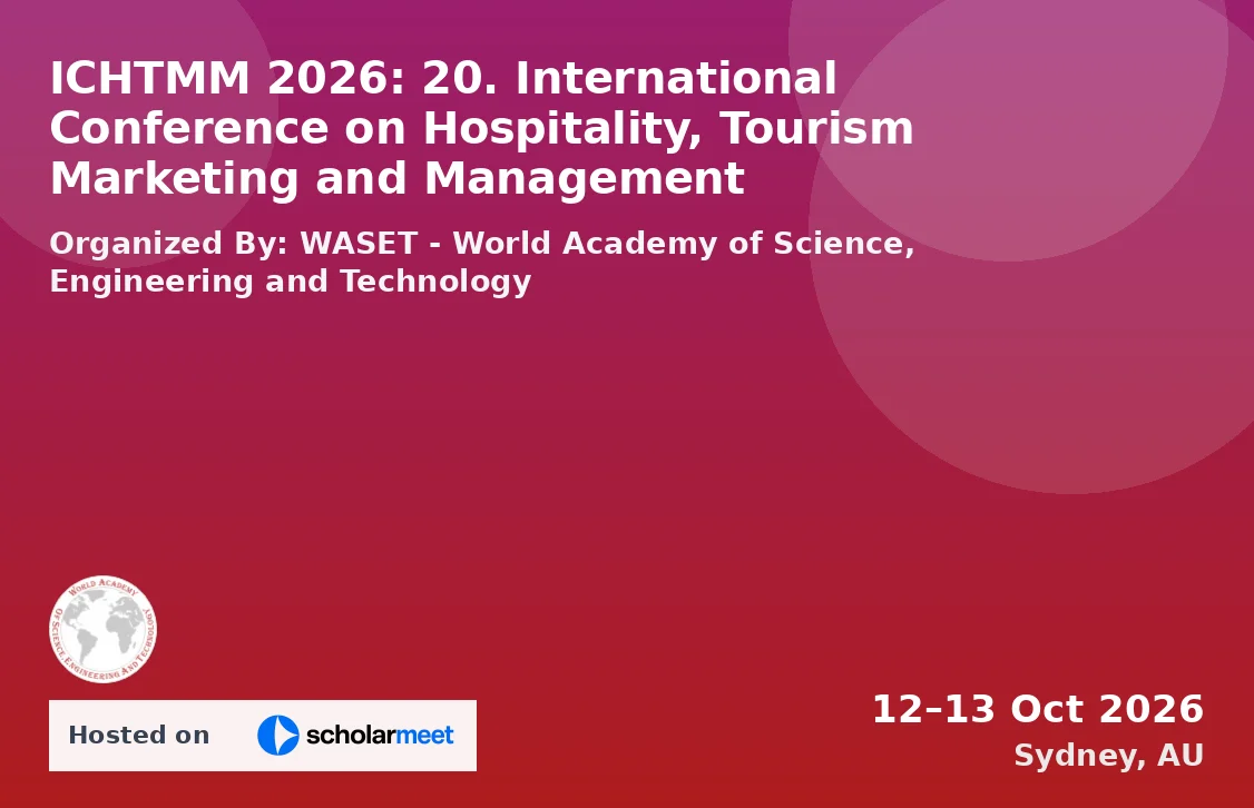 ICHTMM 2026: 20. International Conference on Hospitality, Tourism Marketing and Management