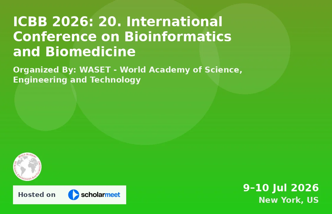 ICBB 2026: 20. International Conference on Bioinformatics and Biomedicine