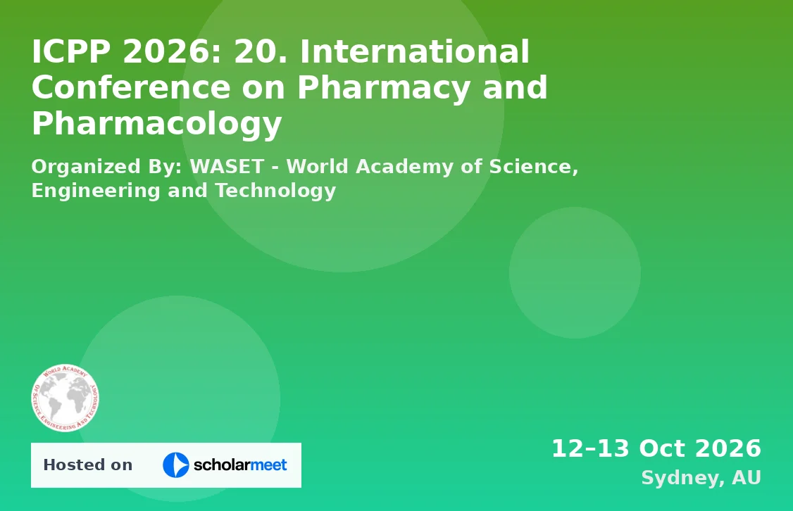 ICPP 2026: 20. International Conference on Pharmacy and Pharmacology