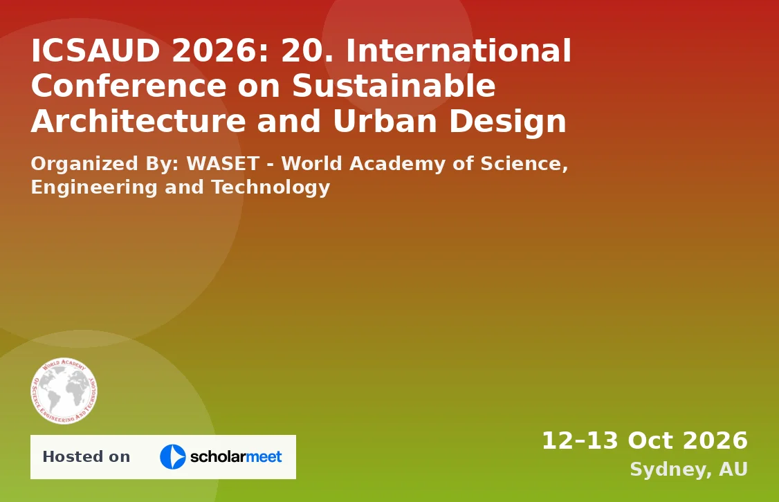ICSAUD 2026: 20. International Conference on Sustainable Architecture and Urban Design