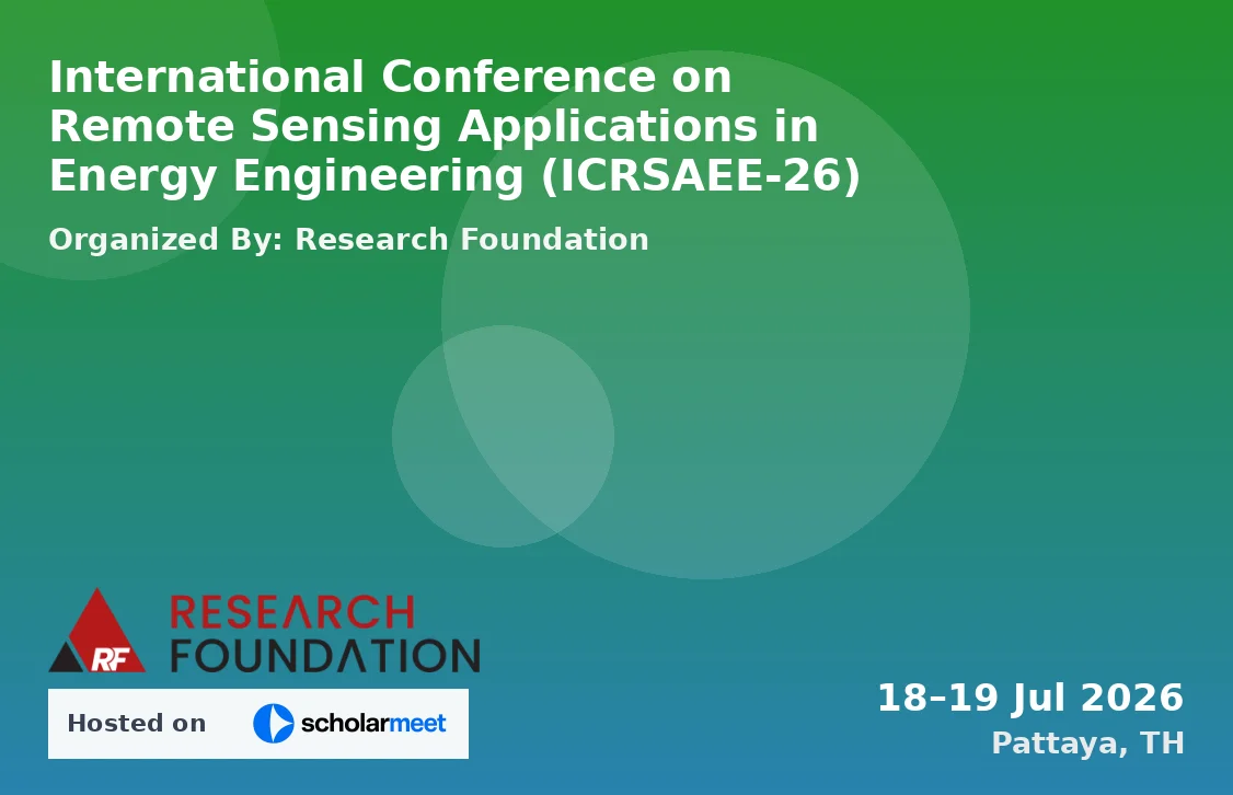 International Conference on Remote Sensing Applications in Energy Engineering (ICRSAEE-26)