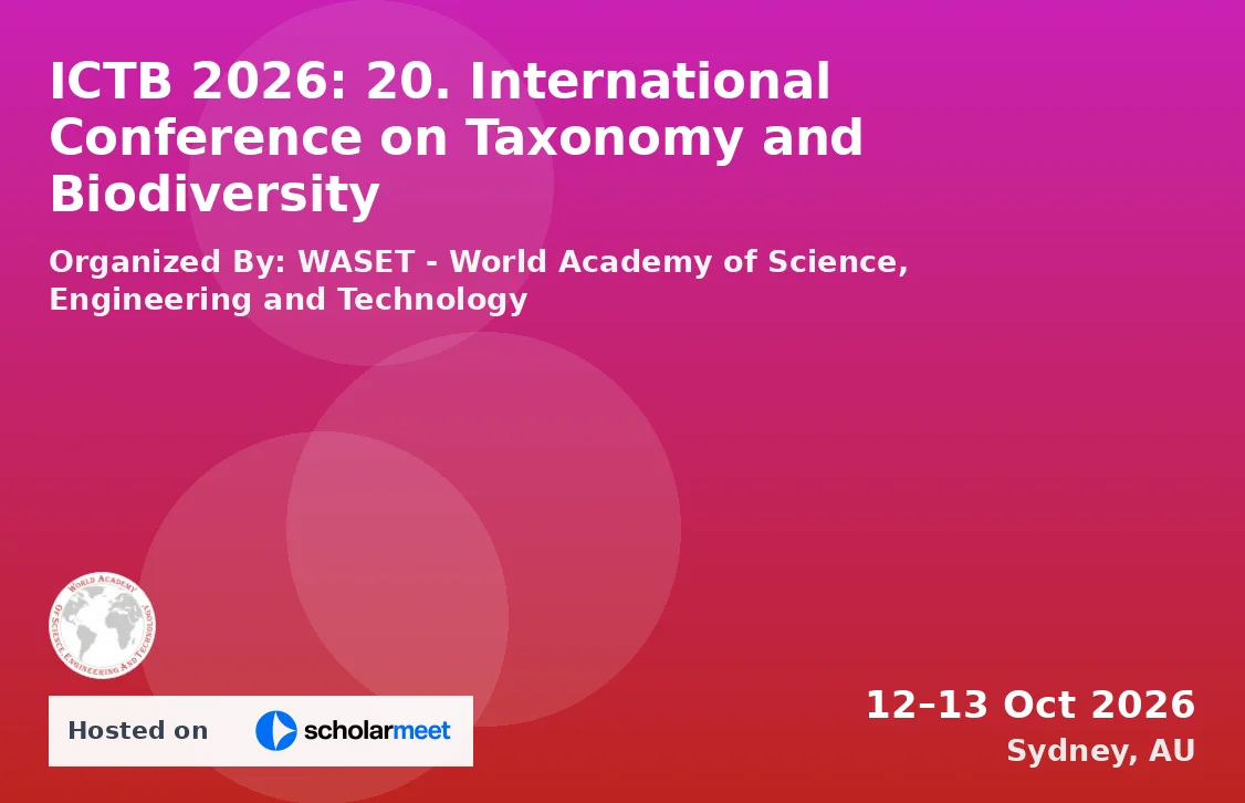 ICTB 2026: 20. International Conference on Taxonomy and Biodiversity