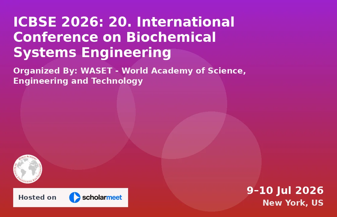 ICBSE 2026: 20. International Conference on Biochemical Systems Engineering