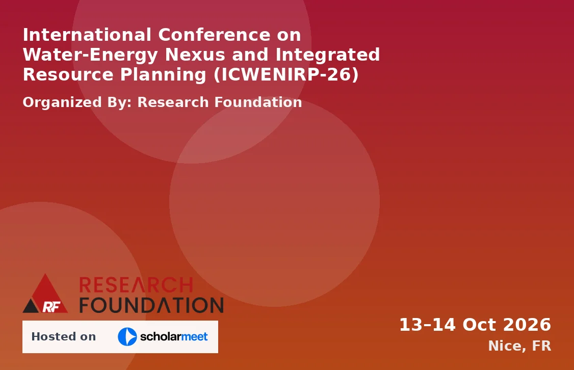 International Conference on Water-Energy Nexus and Integrated Resource Planning (ICWENIRP-26)
