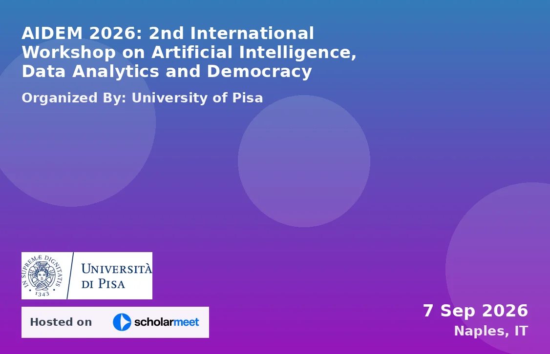 AIDEM 2026: 2nd International Workshop on Artificial Intelligence, Data Analytics and Democracy