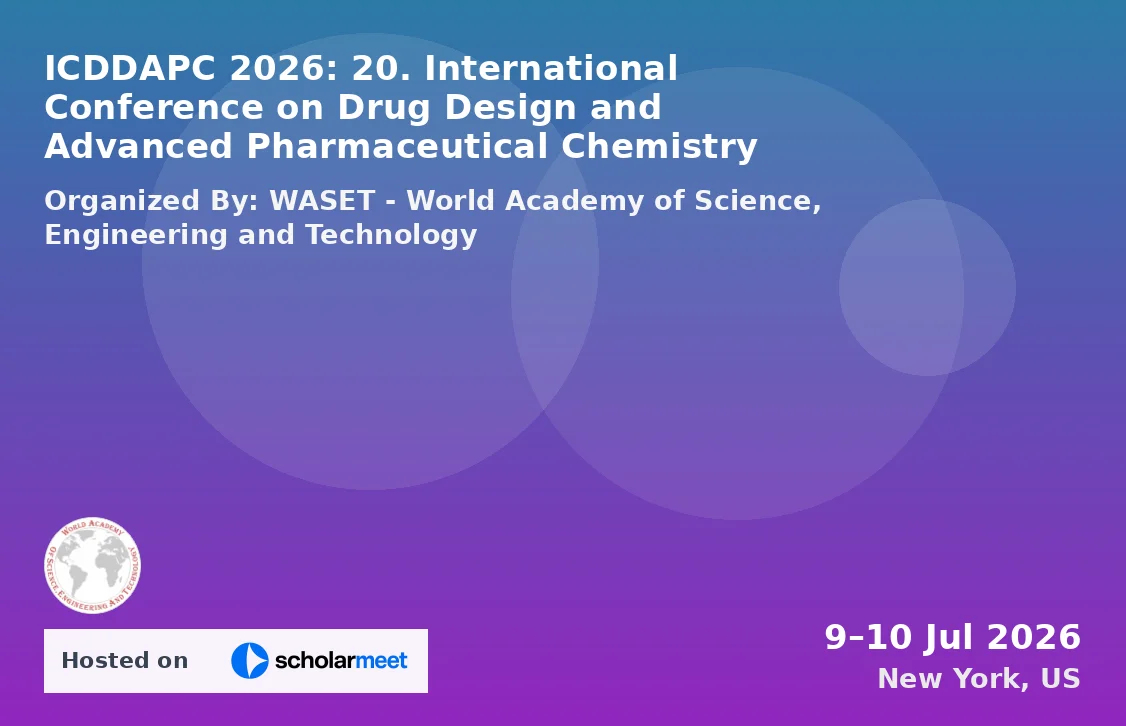 ICDDAPC 2026: 20. International Conference on Drug Design and Advanced Pharmaceutical Chemistry