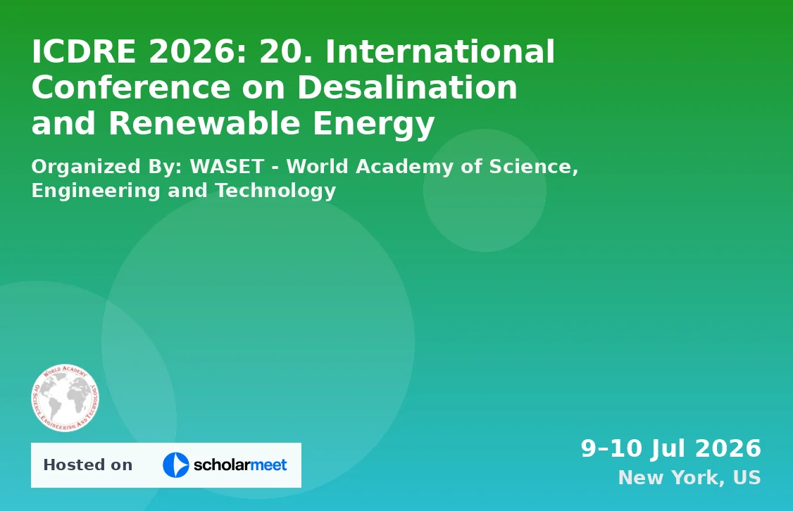 ICDRE 2026: 20. International Conference on Desalination and Renewable Energy