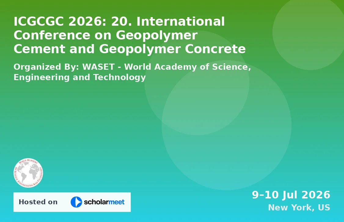 ICGCGC 2026: 20. International Conference on Geopolymer Cement and Geopolymer Concrete