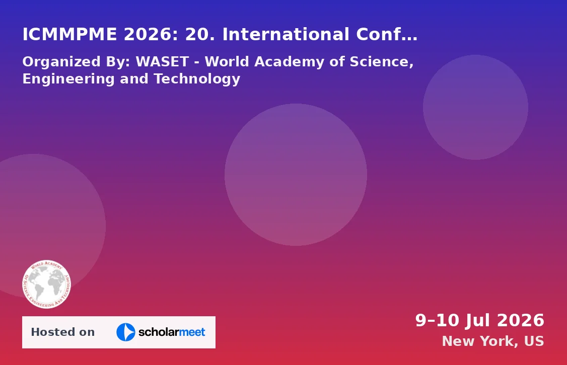 ICMMPME 2026: 20. International Conference on Mining, Mineral Processing and Metallurgical Engineering