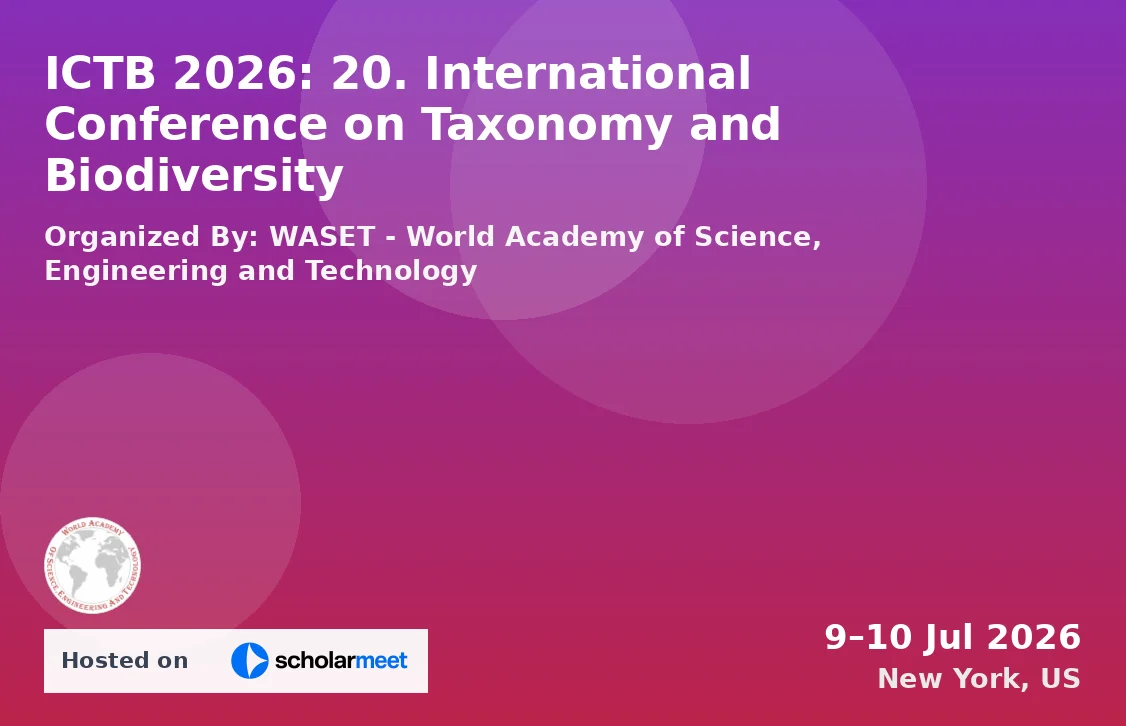 ICTB 2026: 20. International Conference on Taxonomy and Biodiversity