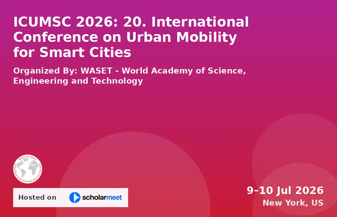 ICUMSC 2026: 20. International Conference on Urban Mobility for Smart Cities