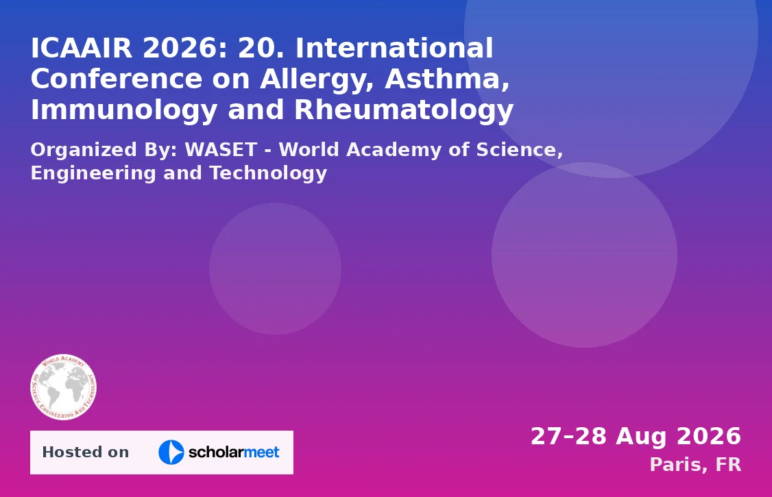 ICAAIR 2026: 20. International Conference on Allergy, Asthma, Immunology and Rheumatology