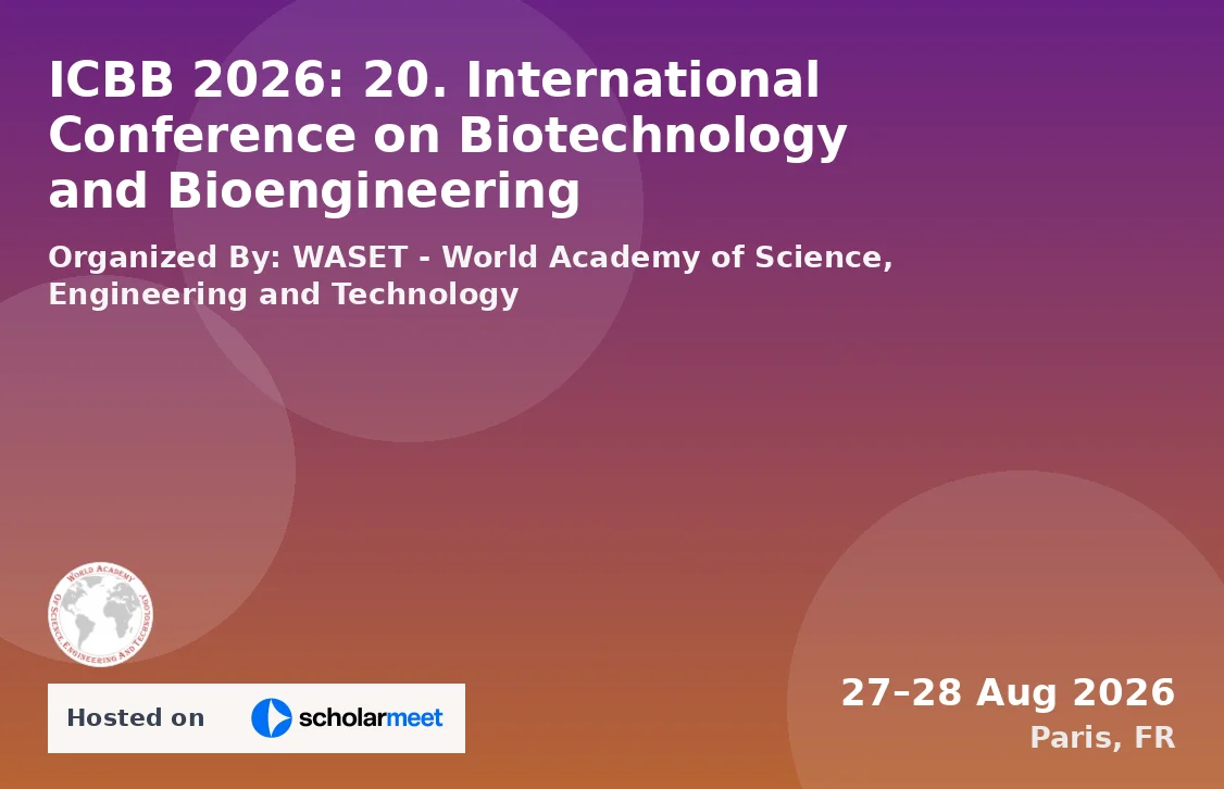 ICBB 2026: 20. International Conference on Biotechnology and Bioengineering