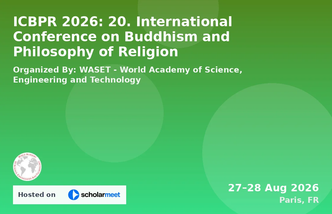 ICBPR 2026: 20. International Conference on Buddhism and Philosophy of Religion