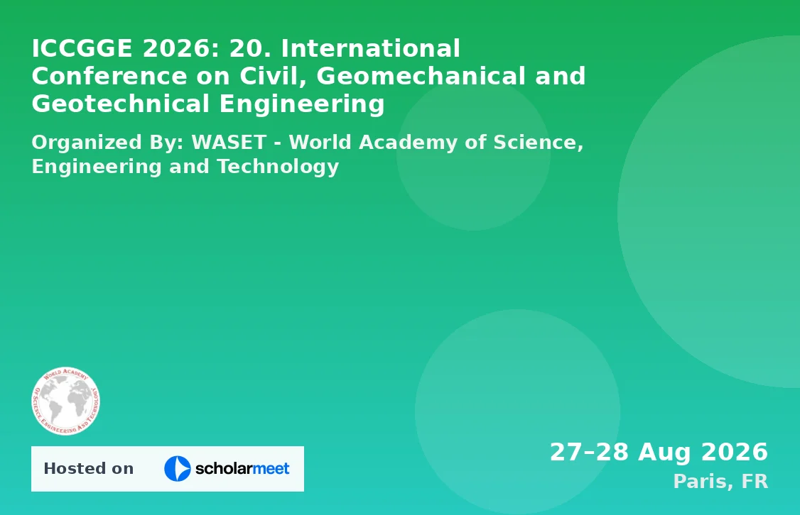 ICCGGE 2026: 20. International Conference on Civil, Geomechanical and Geotechnical Engineering