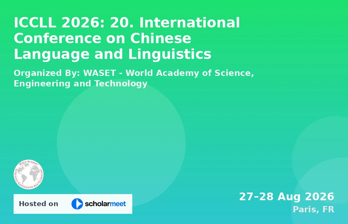 ICCLL 2026: 20. International Conference on Chinese Language and Linguistics