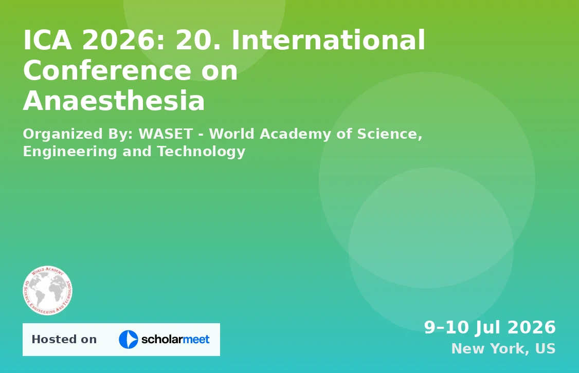 ICA 2026: 20. International Conference on Anaesthesia