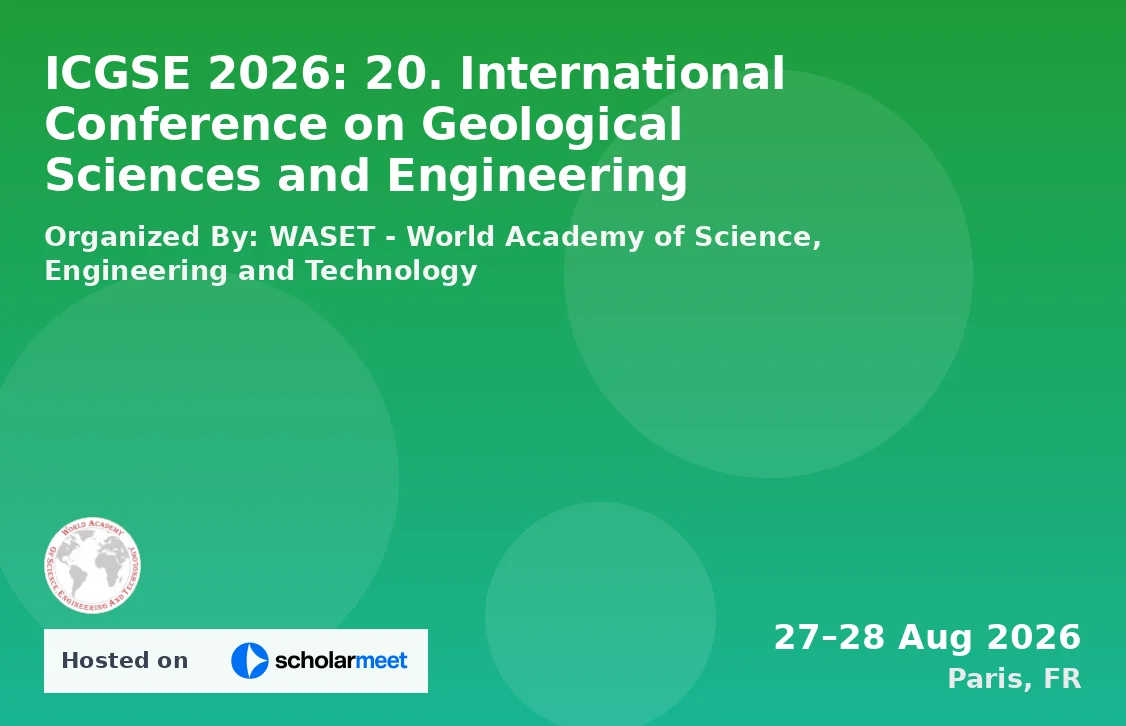 ICGSE 2026: 20. International Conference on Geological Sciences and Engineering