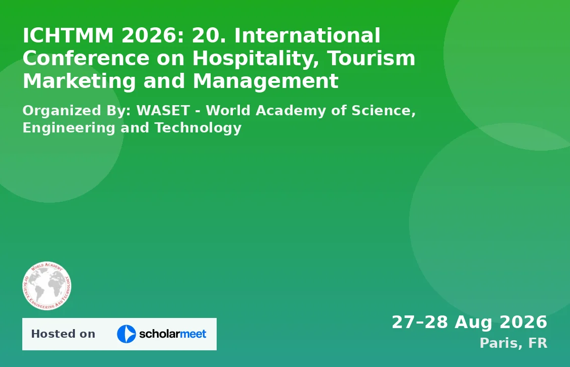 ICHTMM 2026: 20. International Conference on Hospitality, Tourism Marketing and Management