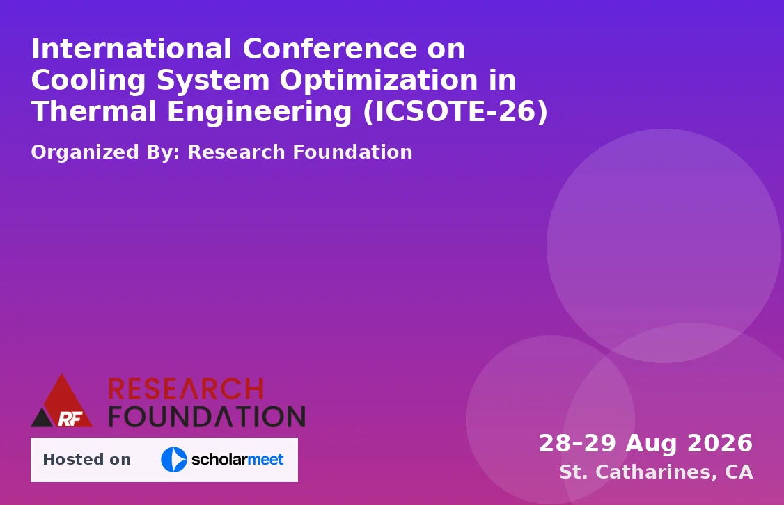 International Conference on Cooling System Optimization in Thermal Engineering (ICSOTE-26)