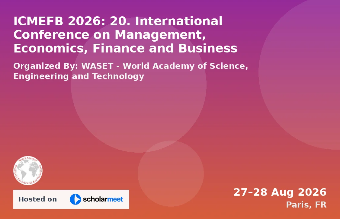 ICMEFB 2026: 20. International Conference on Management, Economics, Finance and Business