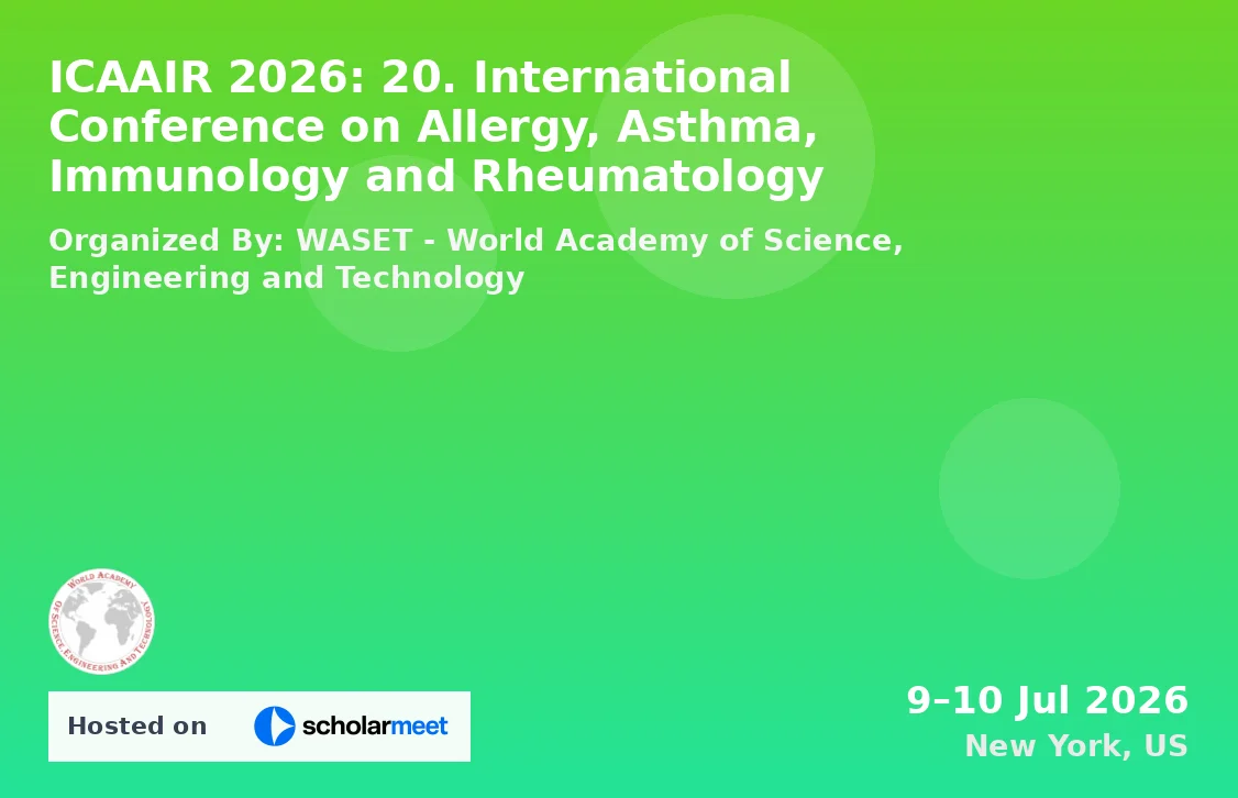 ICAAIR 2026: 20. International Conference on Allergy, Asthma, Immunology and Rheumatology