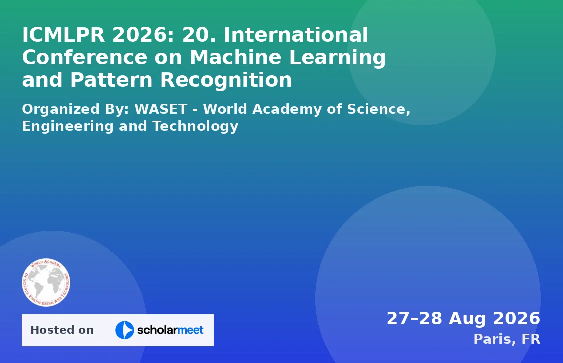 ICMLPR 2026: 20. International Conference on Machine Learning and Pattern Recognition