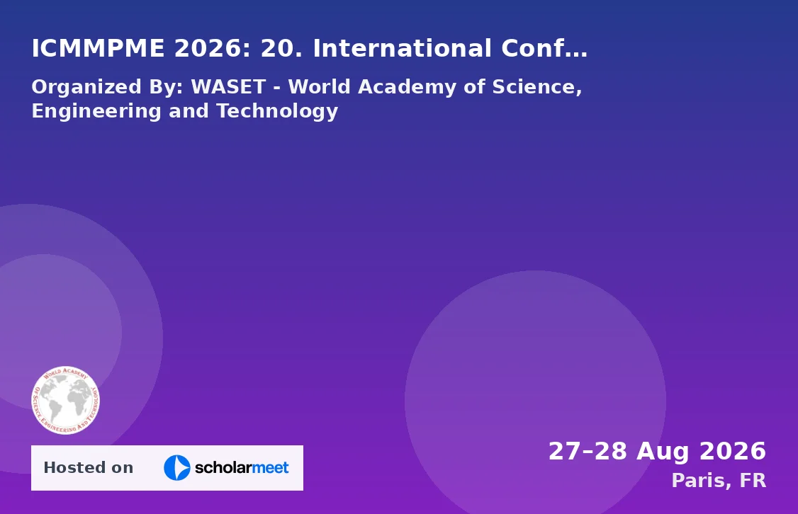 ICMMPME 2026: 20. International Conference on Mining, Mineral Processing and Metallurgical Engineering