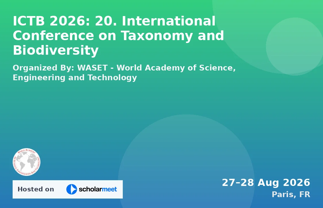 ICTB 2026: 20. International Conference on Taxonomy and Biodiversity