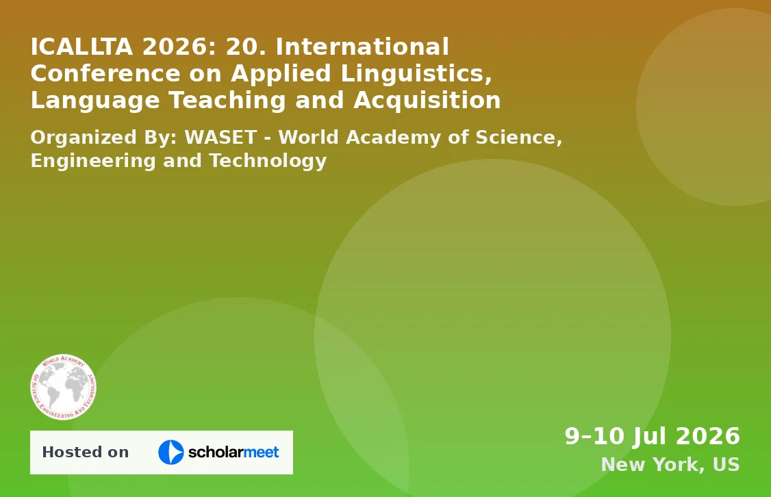 ICALLTA 2026: 20. International Conference on Applied Linguistics, Language Teaching and Acquisition