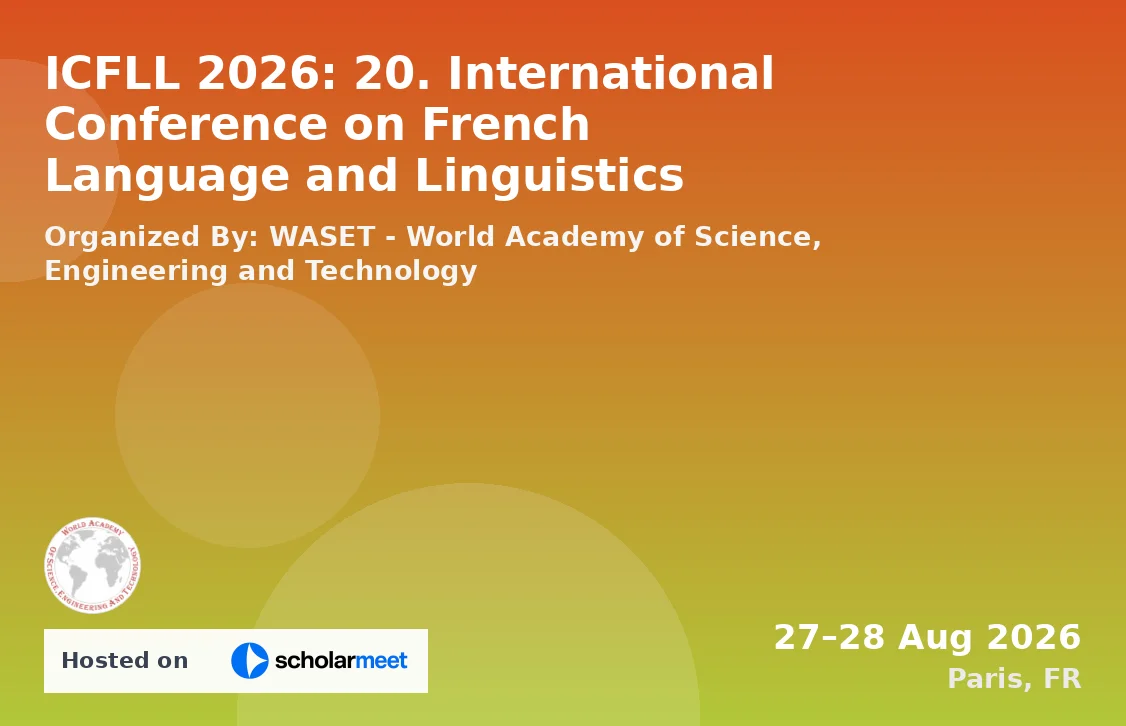 ICFLL 2026: 20. International Conference on French Language and Linguistics