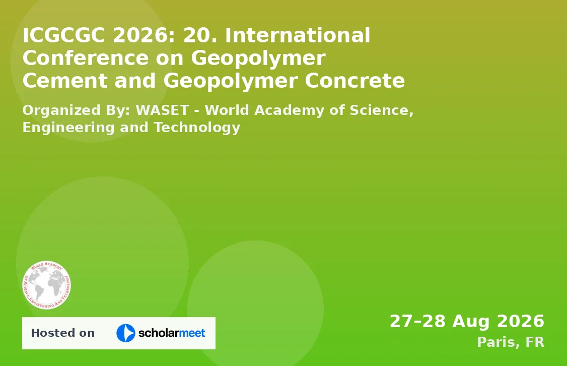 ICGCGC 2026: 20. International Conference on Geopolymer Cement and Geopolymer Concrete
