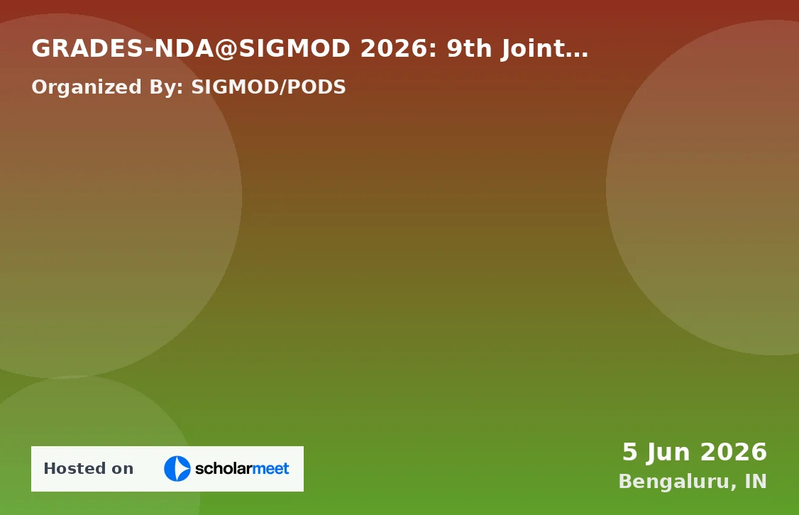 GRADES-NDA@SIGMOD 2026: 9th Joint Workshop on Graph Data Management Experiences & Systems (GRADES) and Network Data Analytics (NDA)
