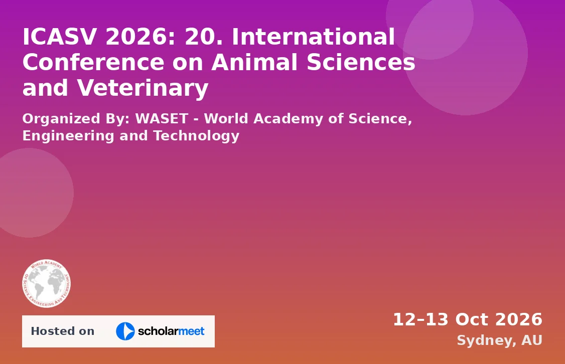 ICASV 2026: 20. International Conference on Animal Sciences and Veterinary
