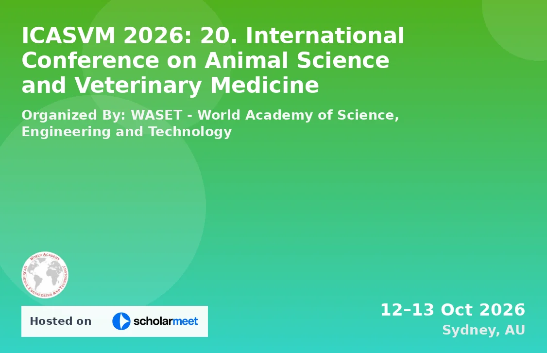 ICASVM 2026: 20. International Conference on Animal Science and Veterinary Medicine